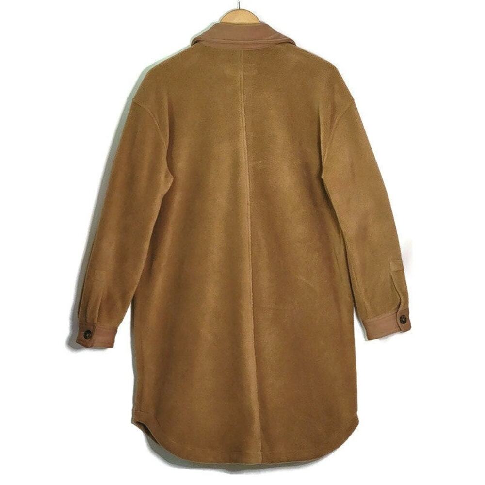 BlankNYC Fleece Shacket Camel Tan Button Down Long Jacket Size S Oversized - Picture 8 of 16